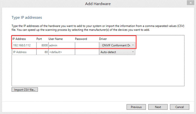 Add Hardware by Typing IP Addresses